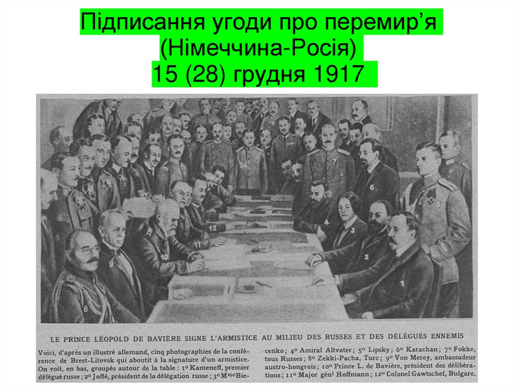Підписання угоди про перемир’я (Німеччина-Росія) 15 (28) грудня 1917