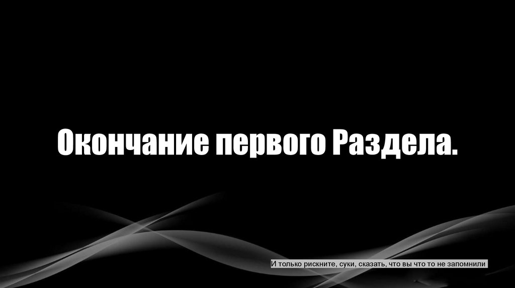 Окончание первого Раздела.