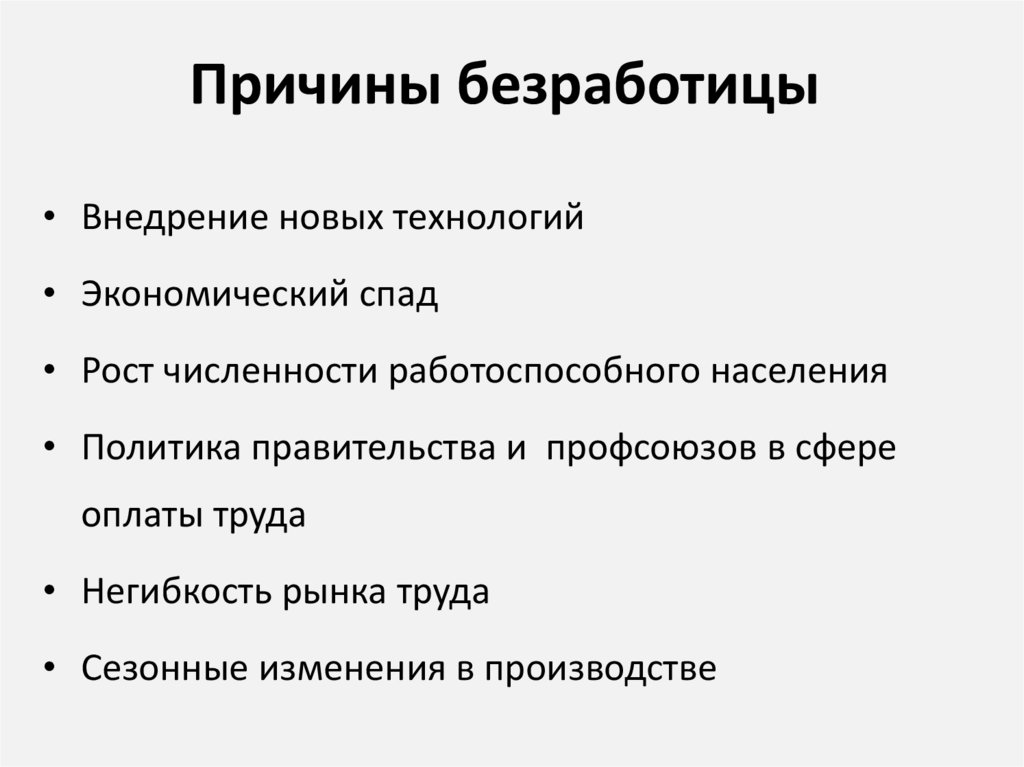 Причины безработицы