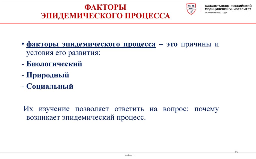 ФАКТОРЫ ЭПИДЕМИЧЕСКОГО ПРОЦЕССА
