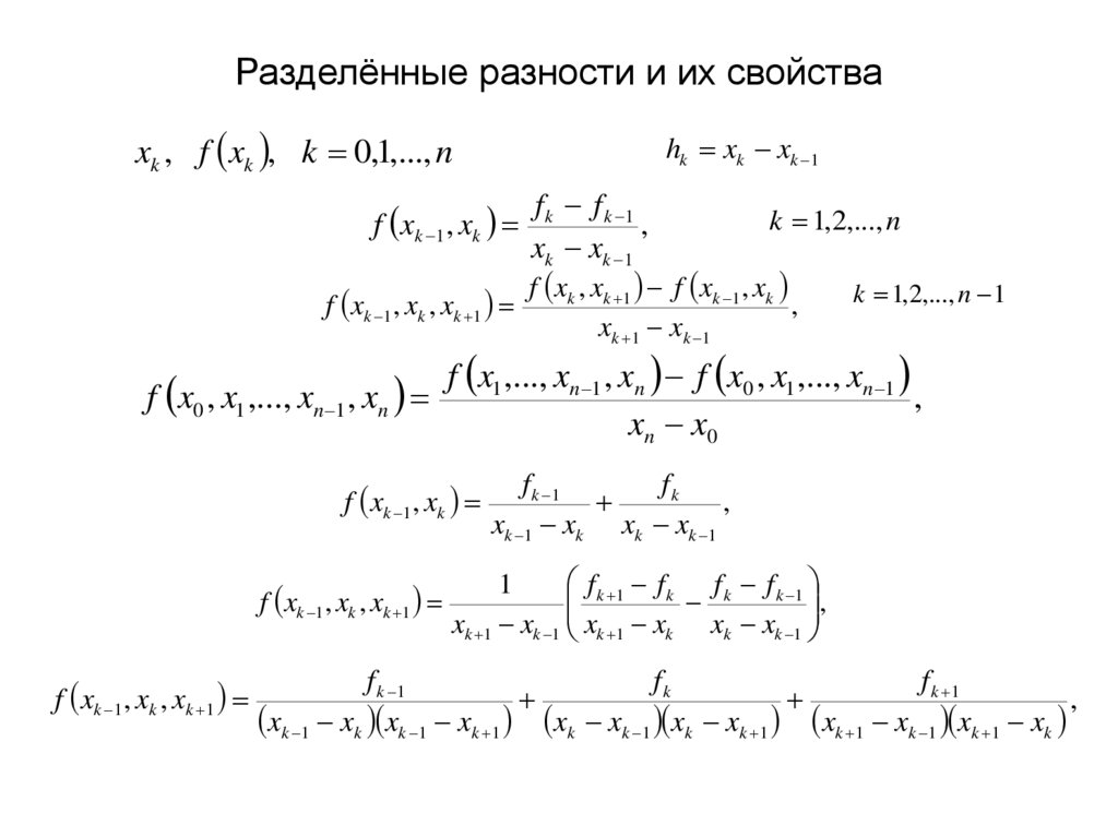 Разделённые разности и их свойства