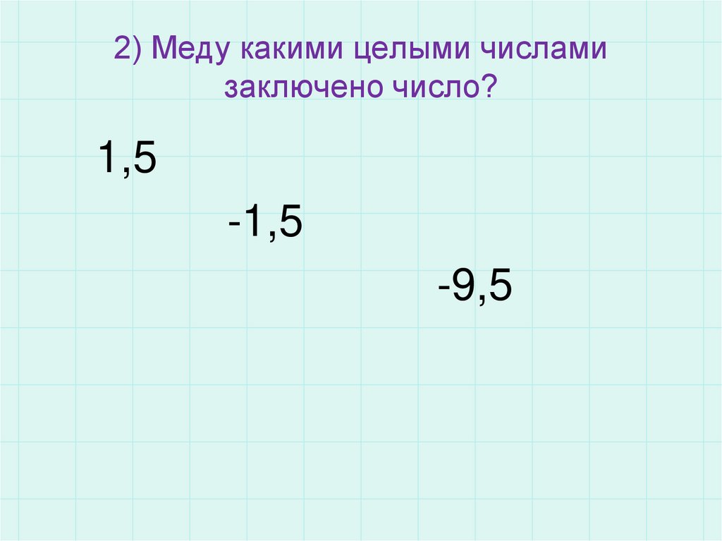 2) Меду какими целыми числами заключено число?