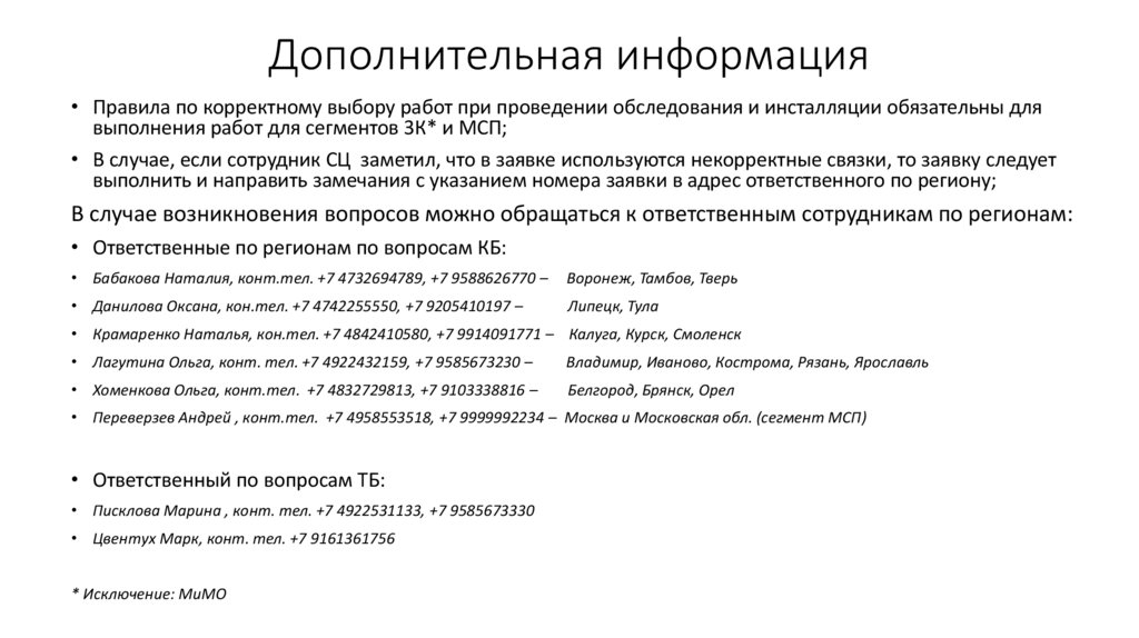 Дополнительная информация