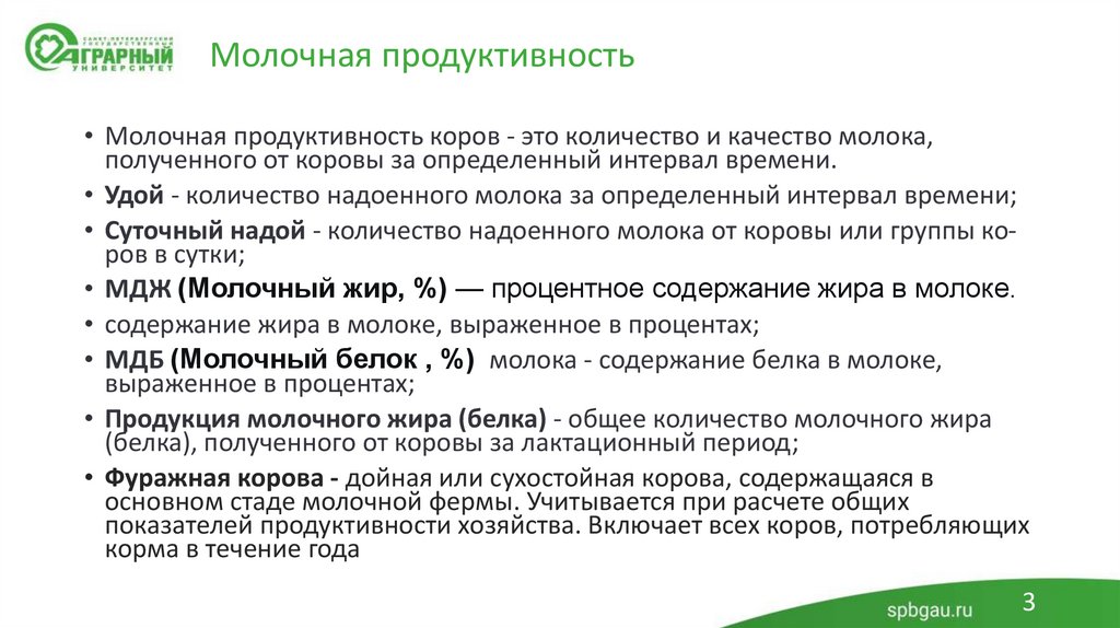 Молочная продуктивность