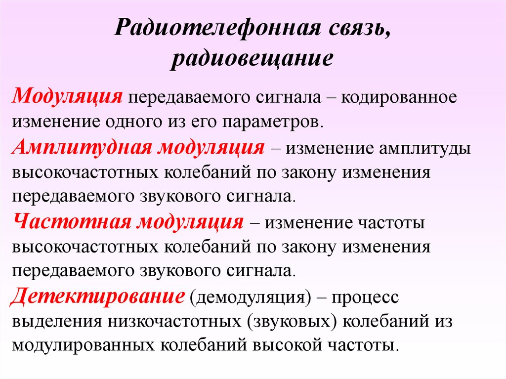 Радиотелефонная связь, радиовещание