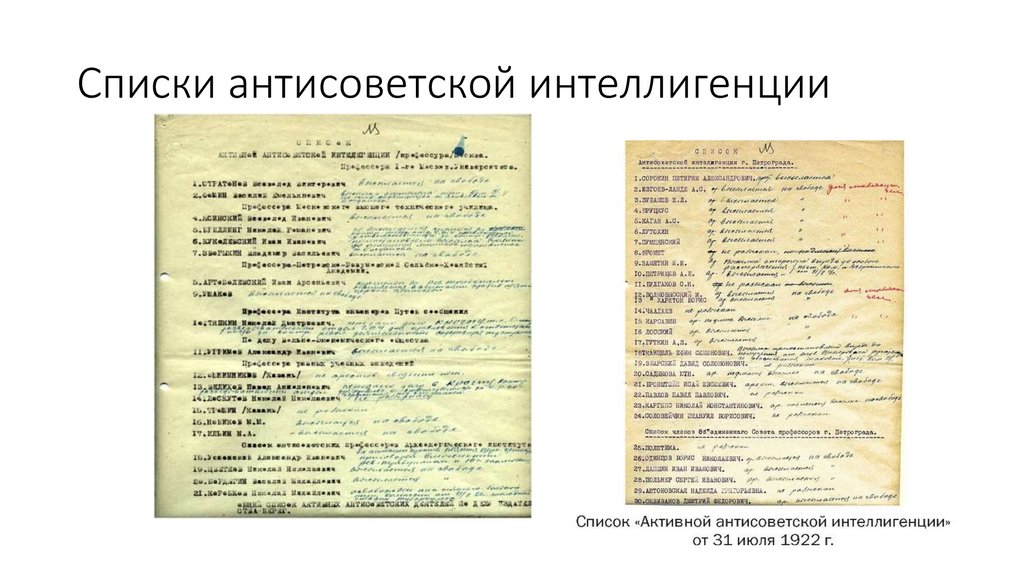 Списки антисоветской интеллигенции