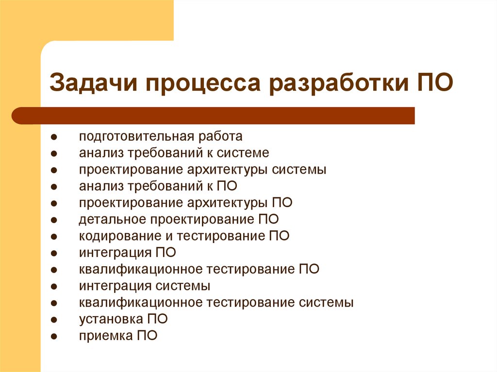 Задачи процесса разработки ПО