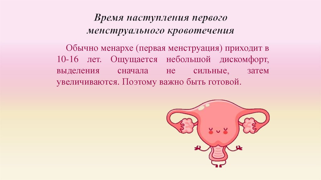 Время наступления первого менструального кровотечения