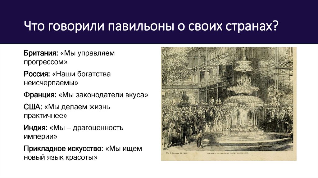 Что говорили павильоны о своих странах?