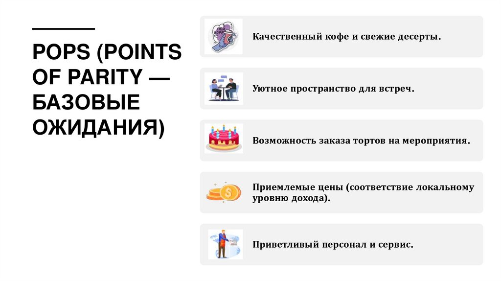POPs (Points of Parity — базовые ожидания)