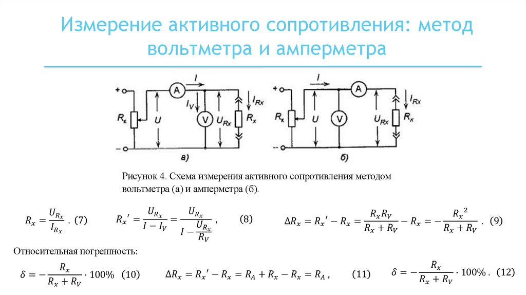 Измерение активного сопротивления: метод вольтметра и амперметра