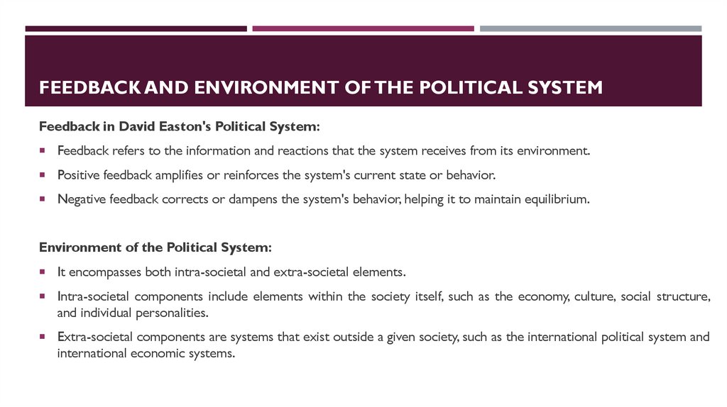 Feedback and Environment of the Political System