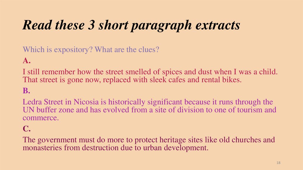 Read these 3 short paragraph extracts
