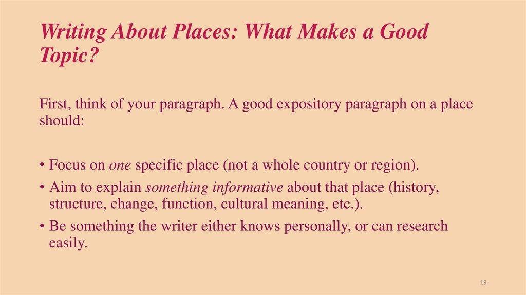 Writing About Places: What Makes a Good Topic?