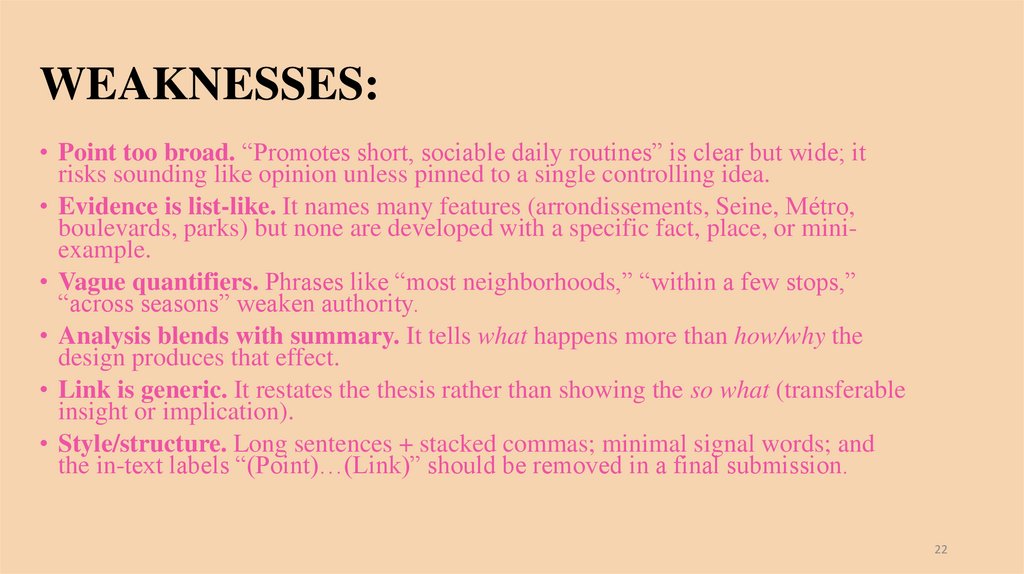 WEAKNESSES: 