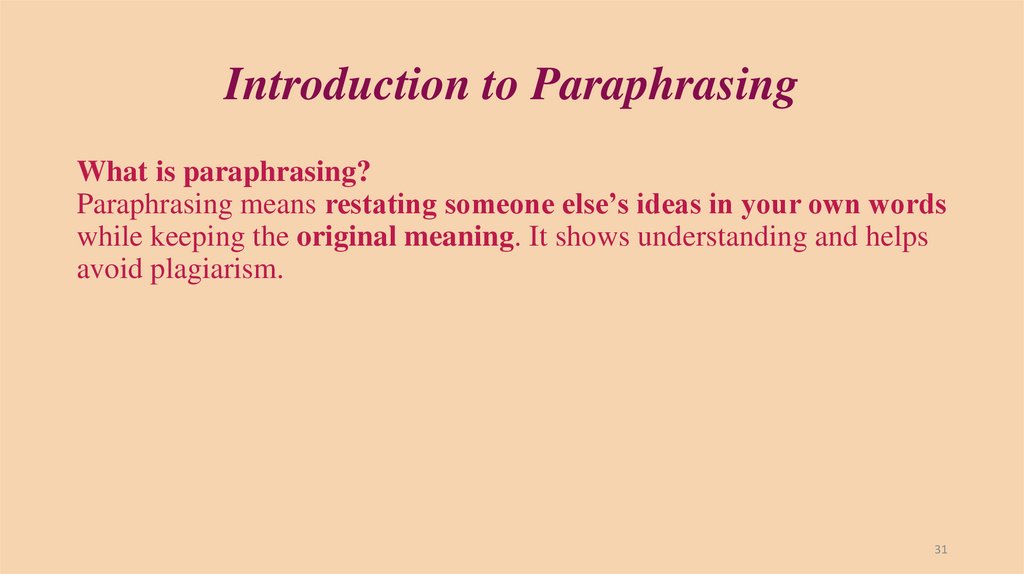 Introduction to Paraphrasing