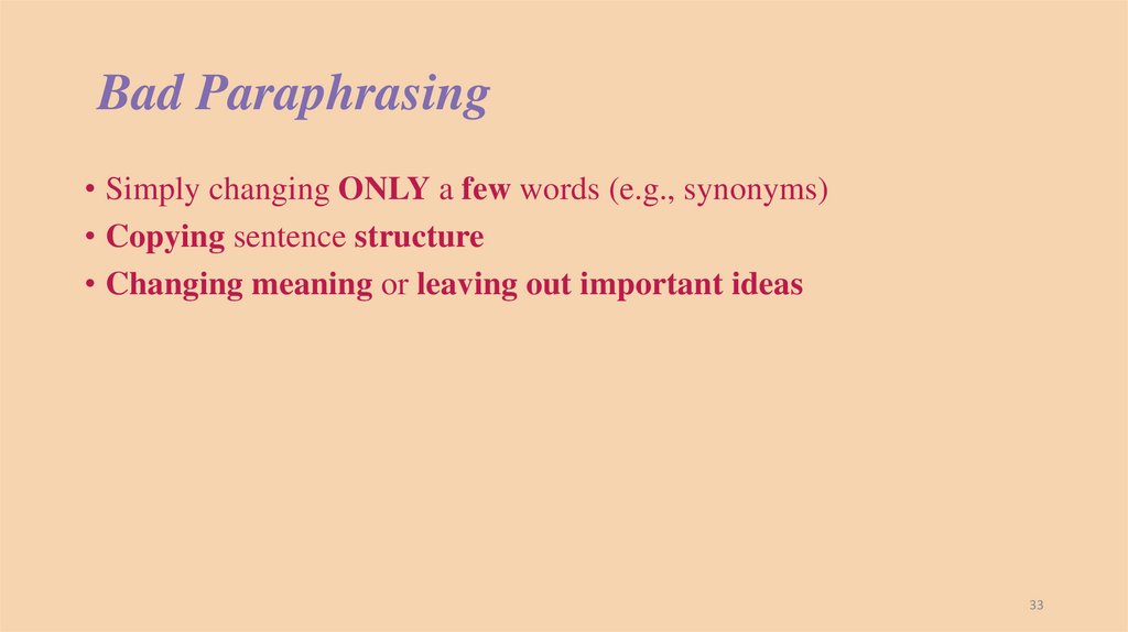  Bad Paraphrasing