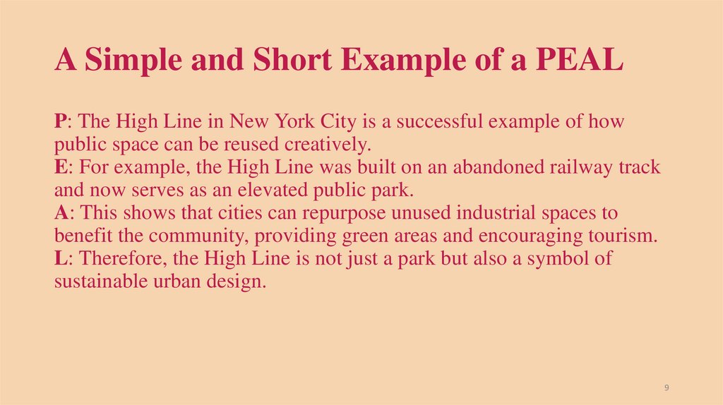 A Simple and Short Example of a PEAL