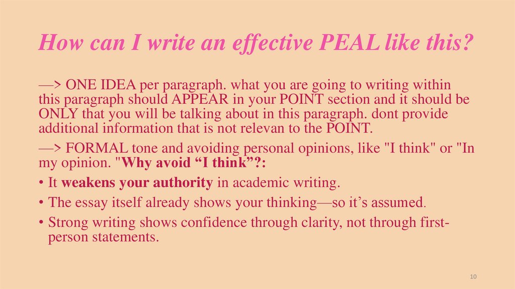 How can I write an effective PEAL like this?