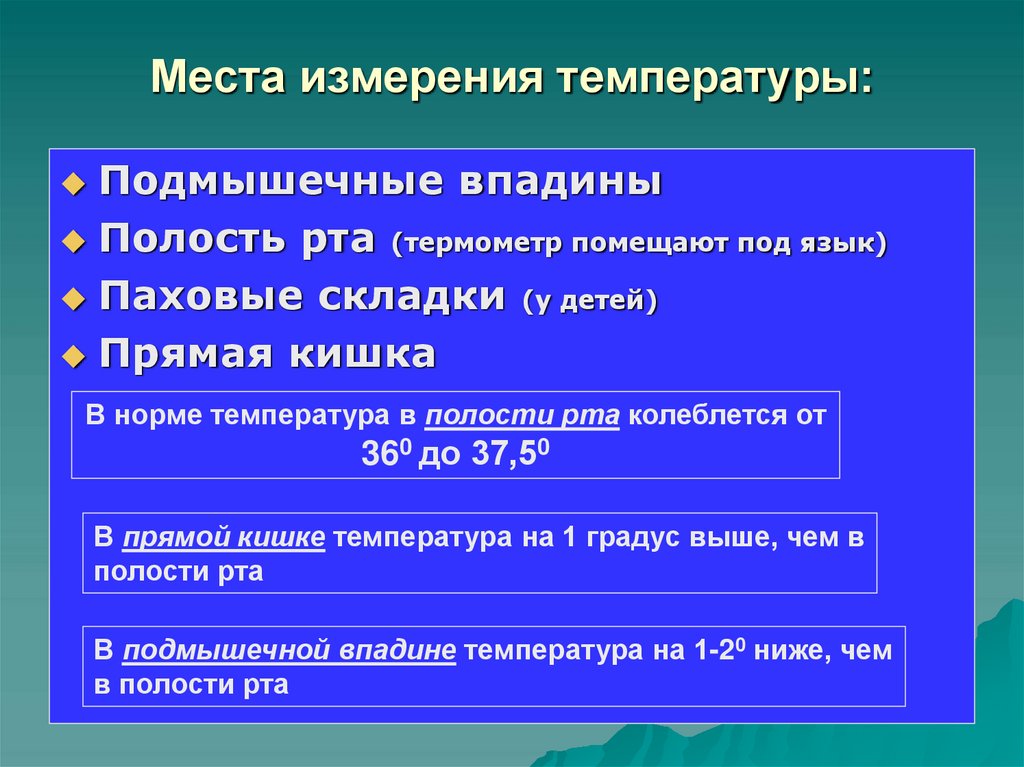 Места измерения температуры: