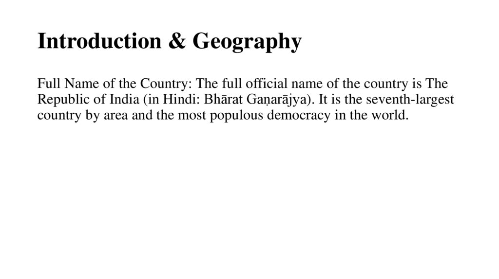 Introduction & Geography