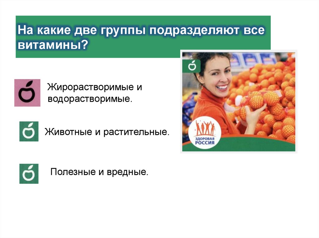 На какие две группы подразделяют все витамины?