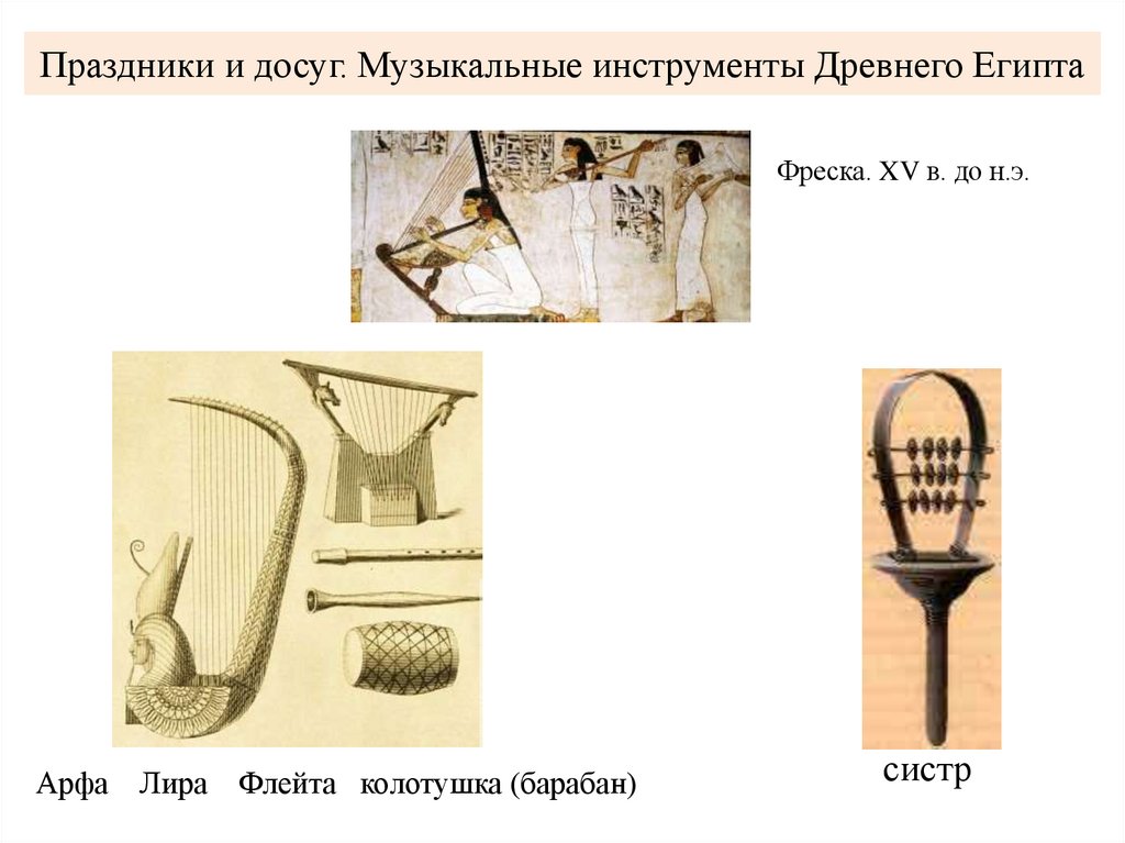 Праздники и досуг. Музыкальные инструменты Древнего Египта