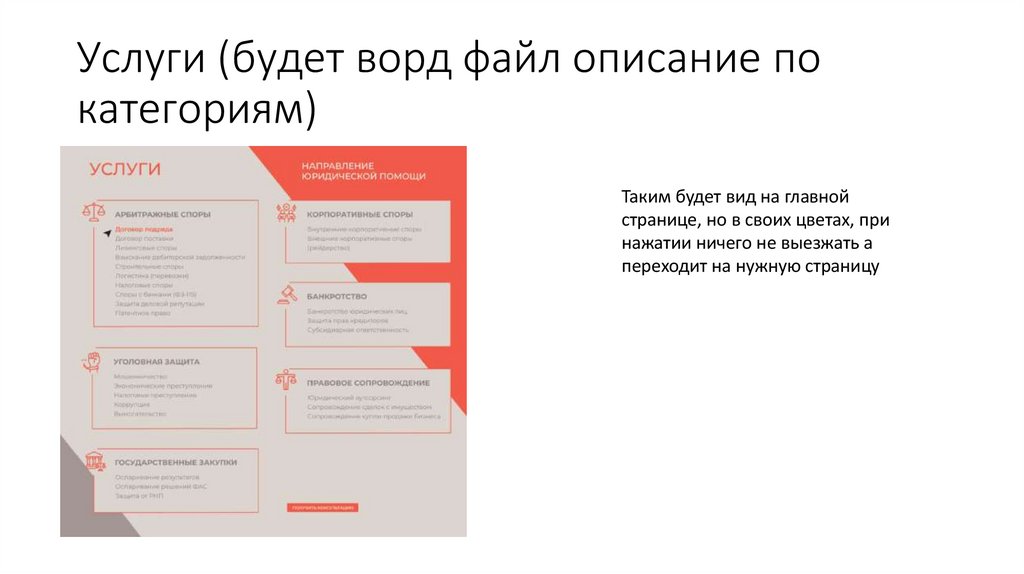 Услуги (будет ворд файл описание по категориям)