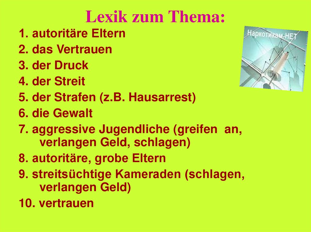 Lexik zum Thema: