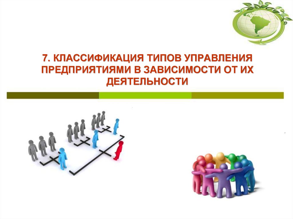 7. КЛАССИФИКАЦИЯ ТИПОВ УПРАВЛЕНИЯ ПРЕДПРИЯТИЯМИ В ЗАВИСИМОСТИ ОТ ИХ ДЕЯТЕЛЬНОСТИ