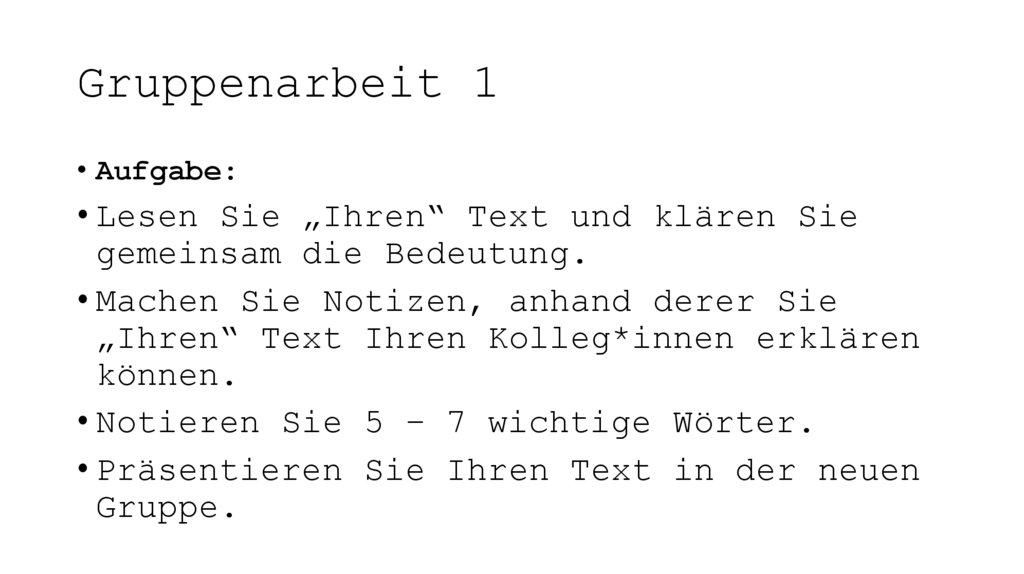 Gruppenarbeit 1