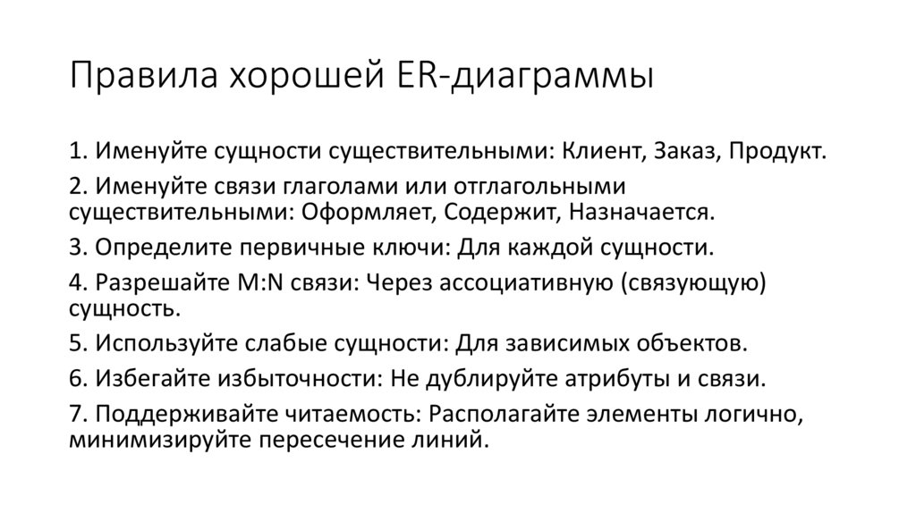 Правила хорошей ER-диаграммы
