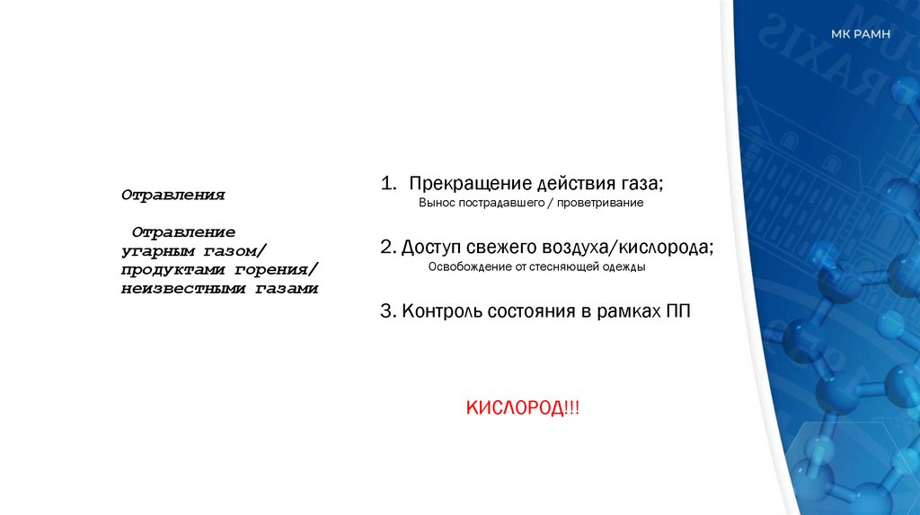 Отравления Отравление угарным газом/ продуктами горения/ неизвестными газами