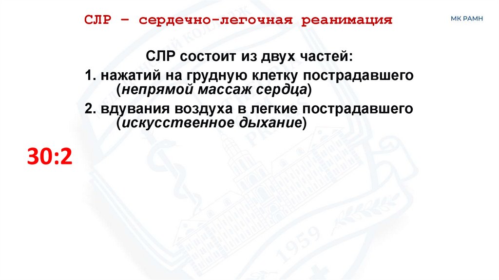 СЛР – сердечно-легочная реанимация