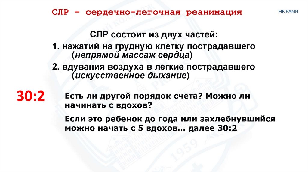 СЛР – сердечно-легочная реанимация