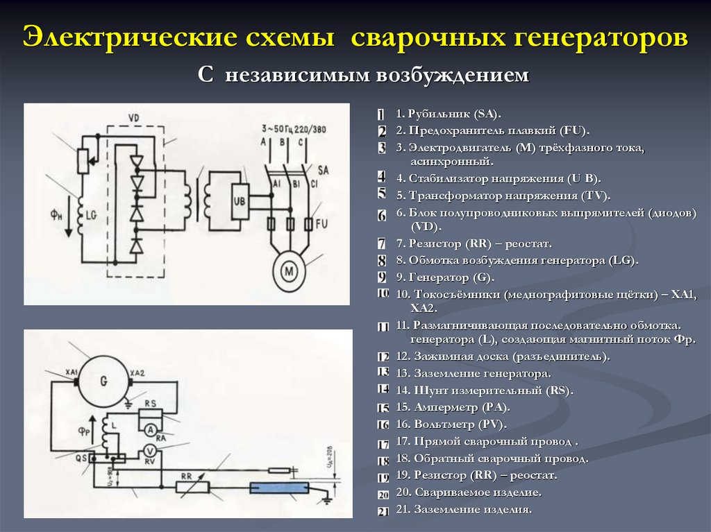 Электрические схемы сварочных генераторов