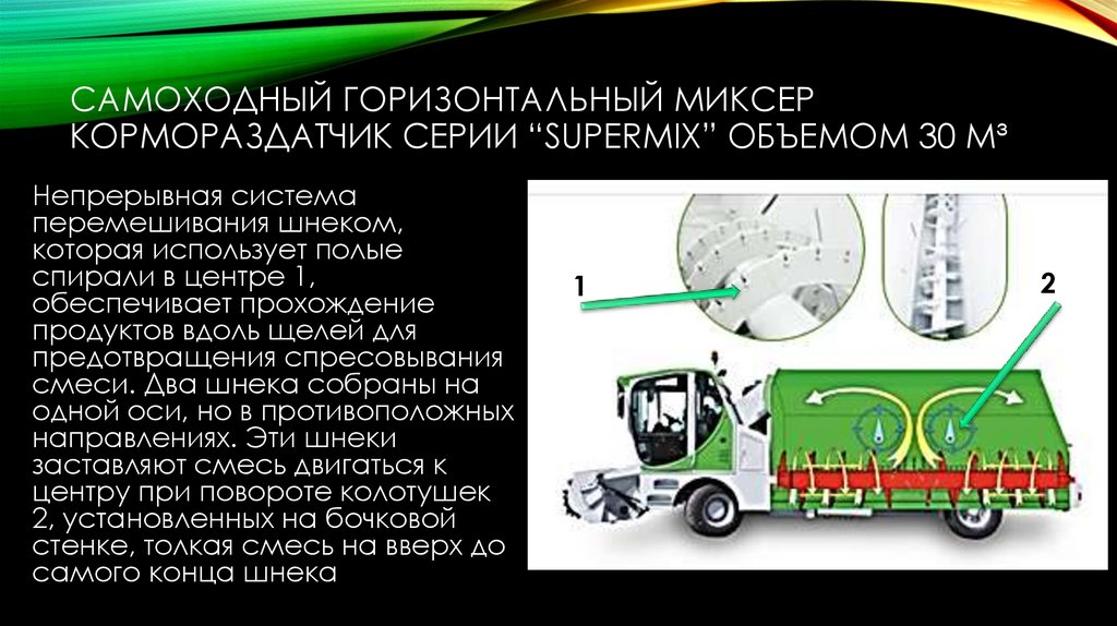 САМОХОДНЫЙ ГОРИЗОНТАЛЬНЫЙ МИКСЕР КОРМОРАЗДАТЧИК СЕРИИ “SUPERMIX” ОБЪЕМОМ 30 М³