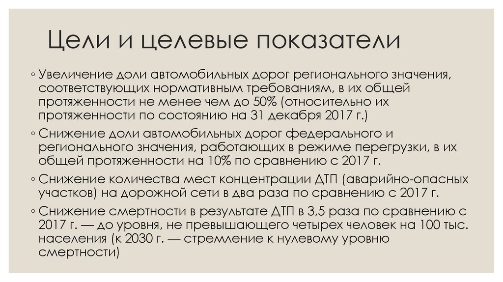 Цели и целевые показатели