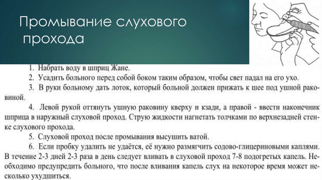 Промывание слухового прохода