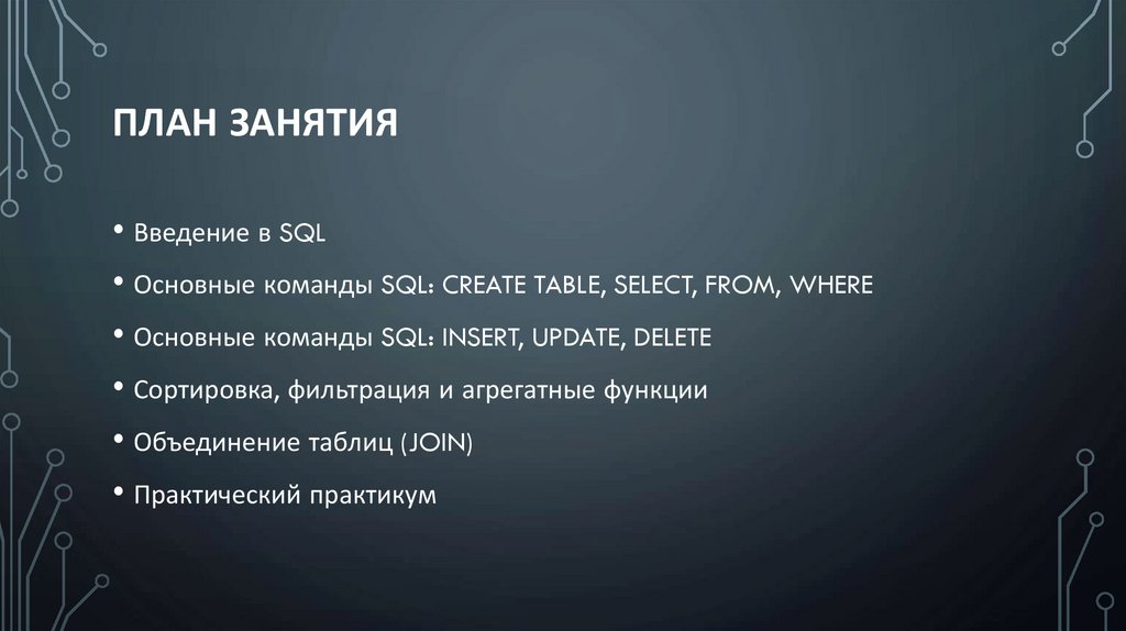 План занятия