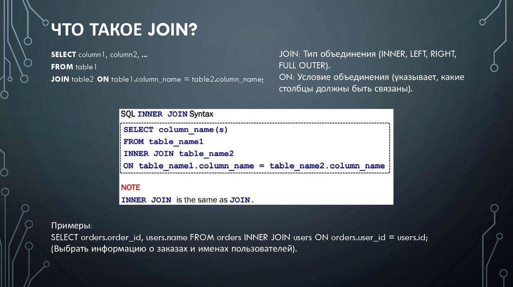 Что такое JOIN?