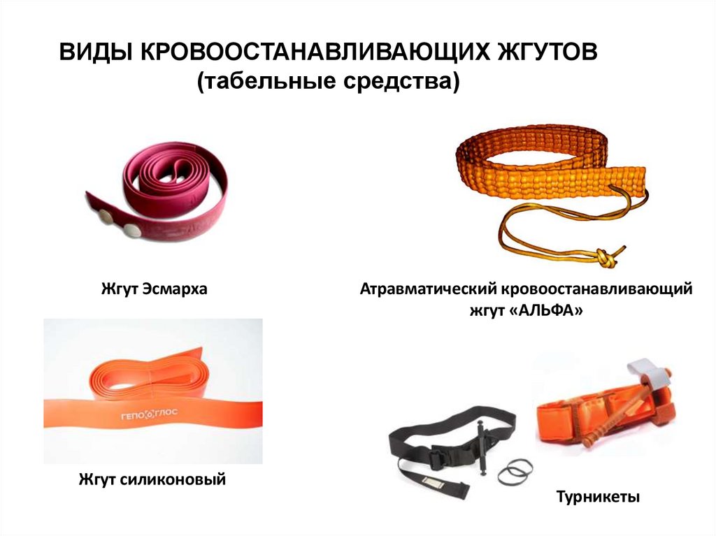 ВИДЫ КРОВООСТАНАВЛИВАЮЩИХ ЖГУТОВ (табельные средства)