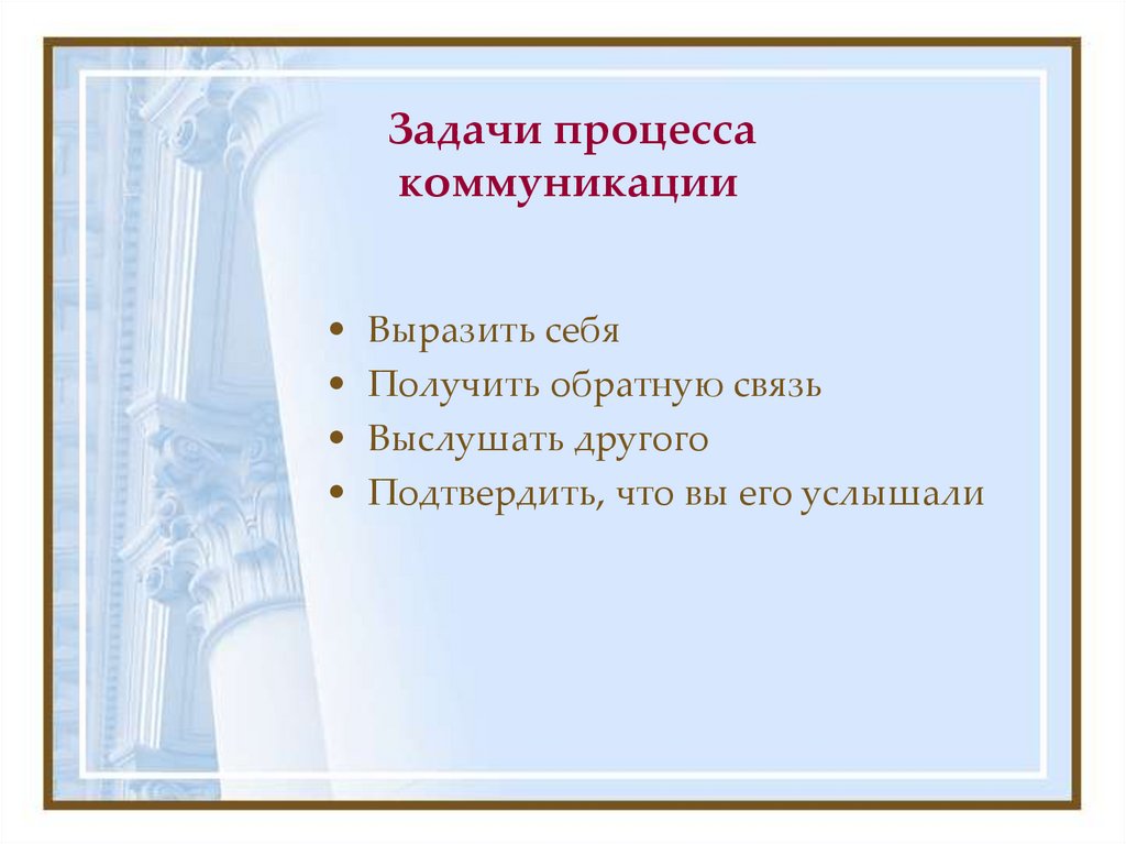 Задачи процесса коммуникации