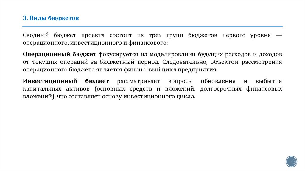 3. Виды бюджетов
