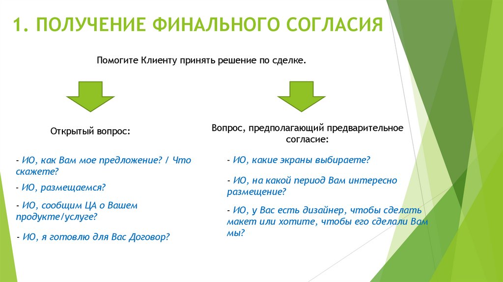 1. ПОЛУЧЕНИЕ ФИНАЛЬНОГО СОГЛАСИЯ