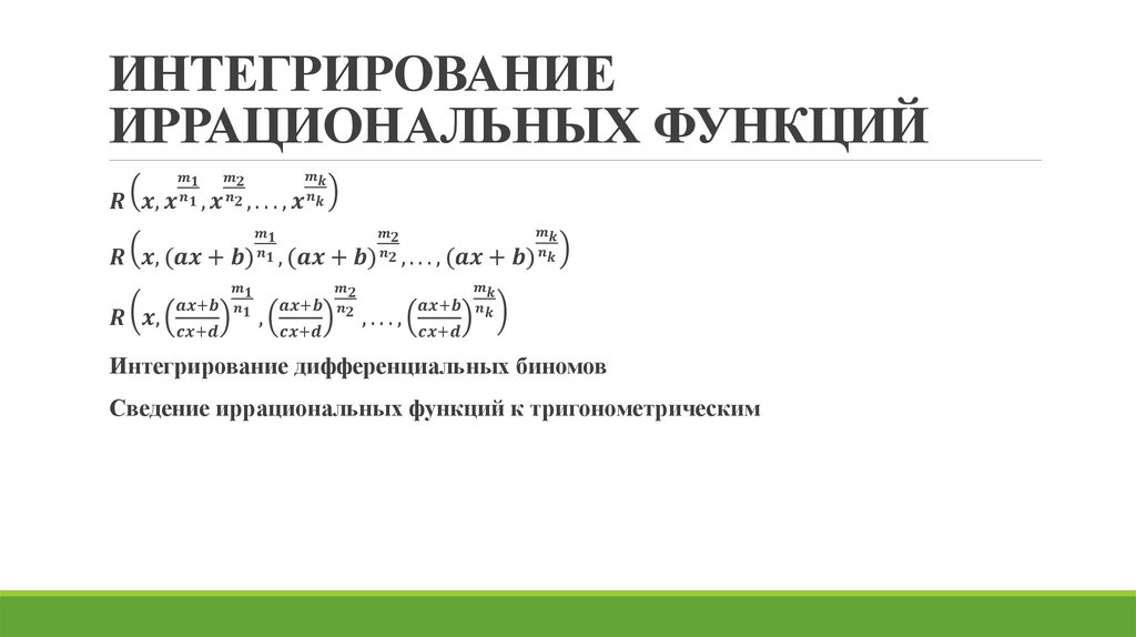 Интегрирование иррациональных функций