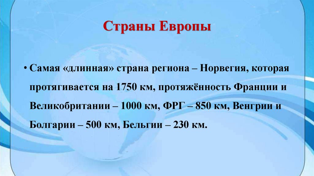 Страны Европы