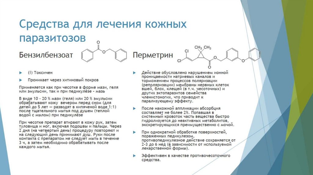 Средства для лечения кожных паразитозов