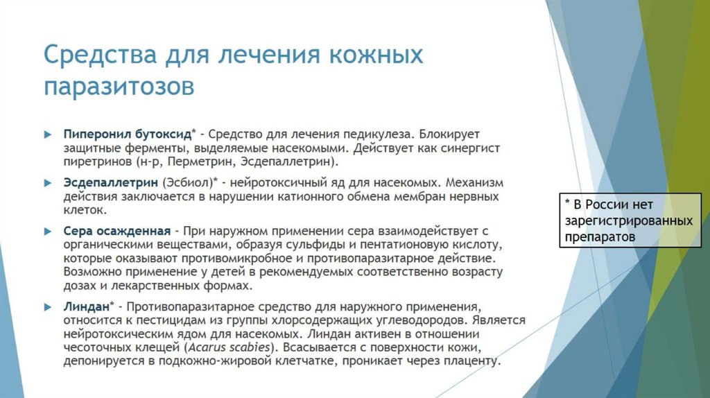 Средства для лечения кожных паразитозов