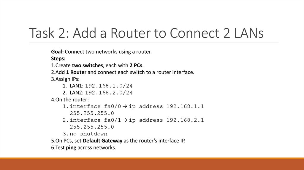 Task 2: Add a Router to Connect 2 LANs